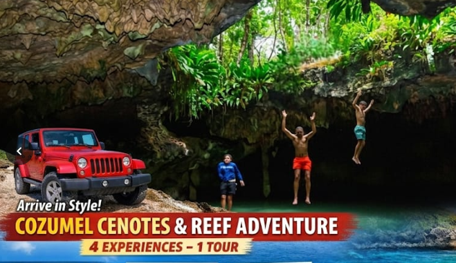 Jeep Tour Cenotes & Reef Adventure 4 experiences
